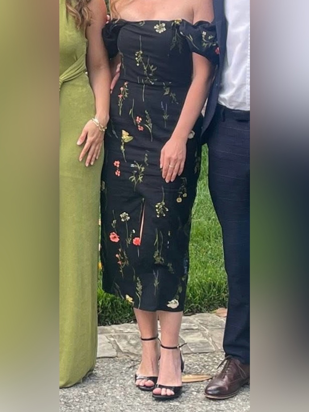H&M Black Floral Midi Dress
